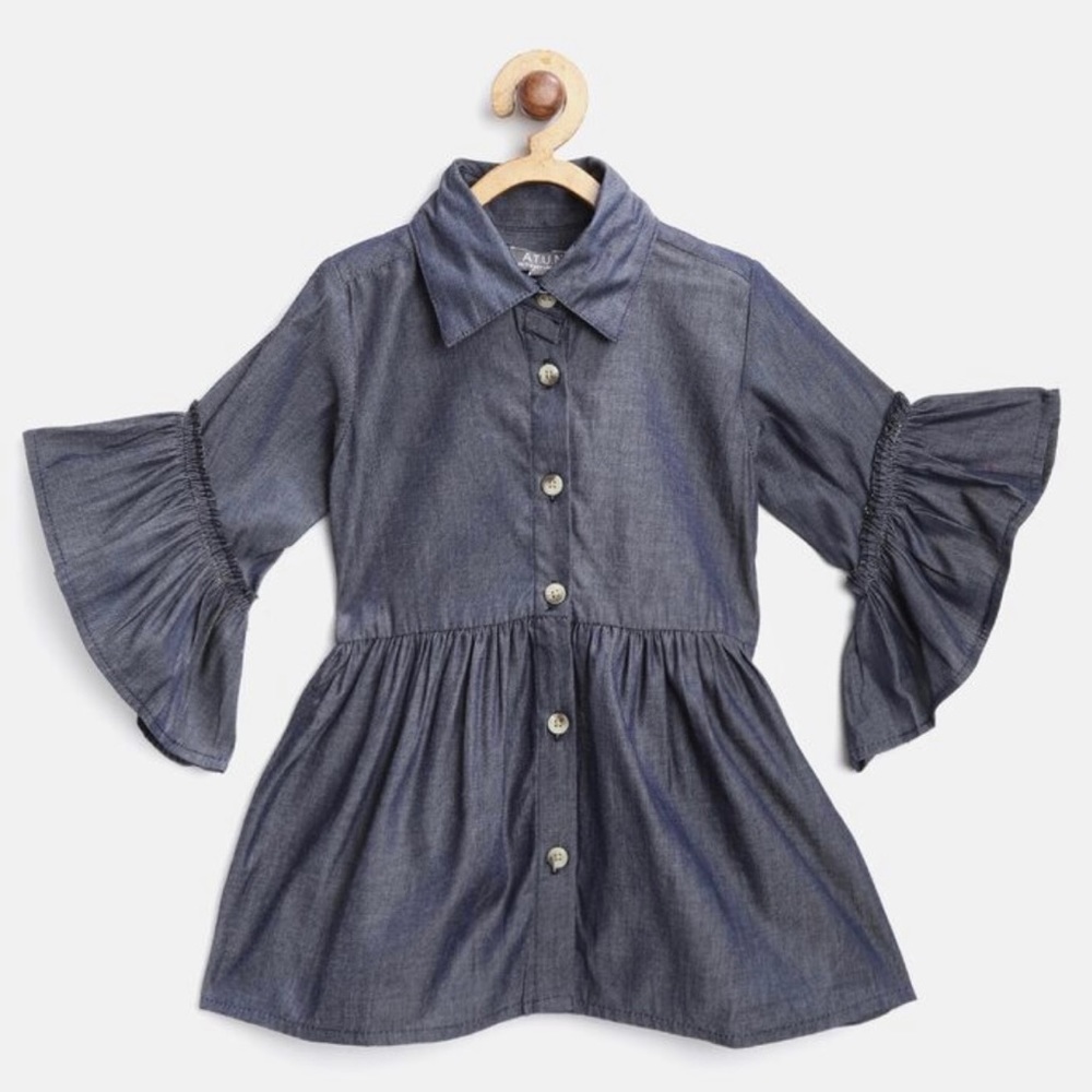 ATUN Navy Blue  Denim Chambray Shirt  Dress